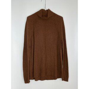 White‎ + Warren 100% Cashmere Mock Neck Knit Ribbed Brown Sweater Long Sleeve L